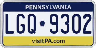 PA license plate LGQ9302