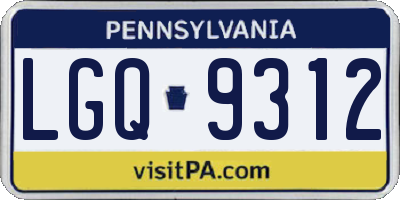 PA license plate LGQ9312