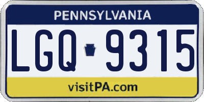 PA license plate LGQ9315