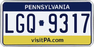 PA license plate LGQ9317