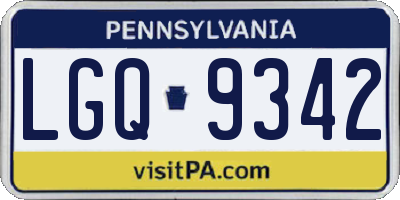 PA license plate LGQ9342