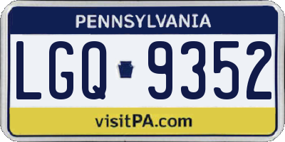 PA license plate LGQ9352