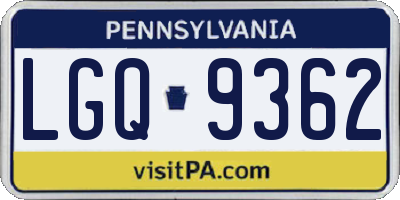 PA license plate LGQ9362
