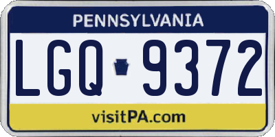 PA license plate LGQ9372
