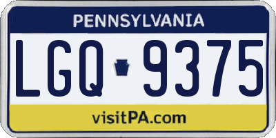 PA license plate LGQ9375