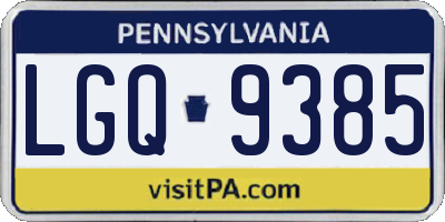 PA license plate LGQ9385
