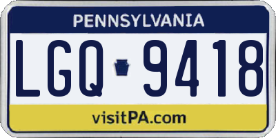 PA license plate LGQ9418