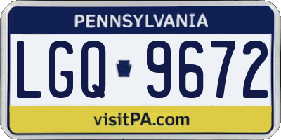PA license plate LGQ9672