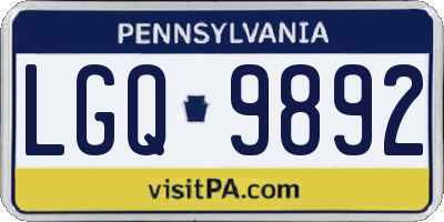 PA license plate LGQ9892