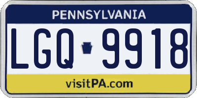 PA license plate LGQ9918