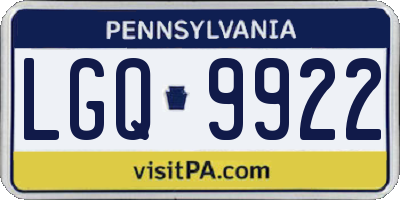 PA license plate LGQ9922