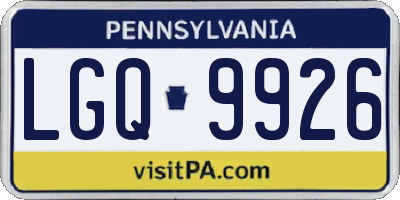 PA license plate LGQ9926