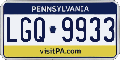 PA license plate LGQ9933