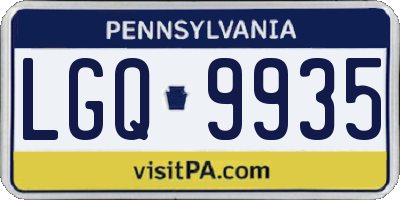 PA license plate LGQ9935