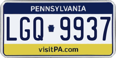 PA license plate LGQ9937