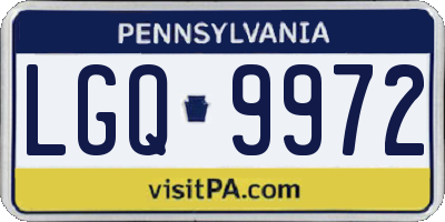 PA license plate LGQ9972