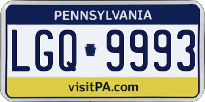 PA license plate LGQ9993