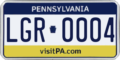 PA license plate LGR0004