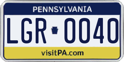 PA license plate LGR0040