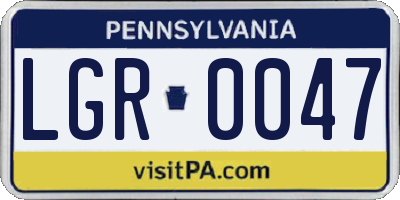 PA license plate LGR0047