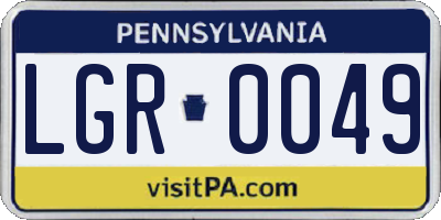 PA license plate LGR0049