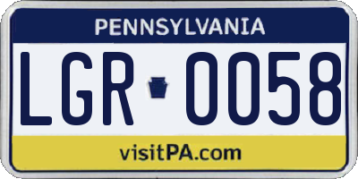PA license plate LGR0058