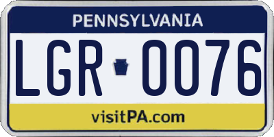 PA license plate LGR0076