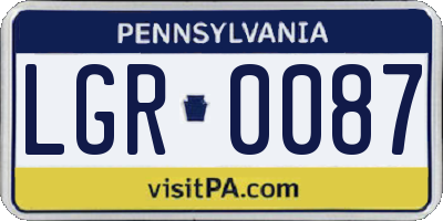 PA license plate LGR0087