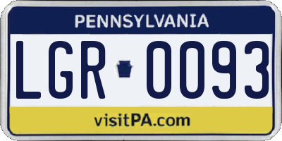 PA license plate LGR0093