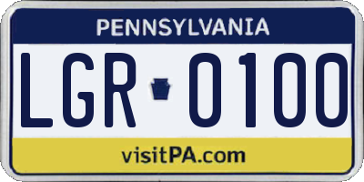 PA license plate LGR0100