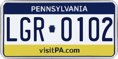 PA license plate LGR0102