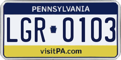 PA license plate LGR0103