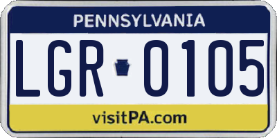 PA license plate LGR0105