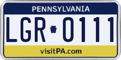 PA license plate LGR0111