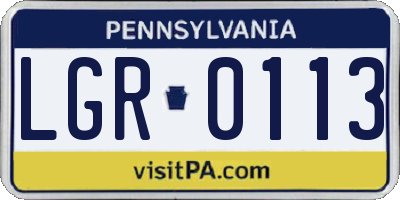 PA license plate LGR0113
