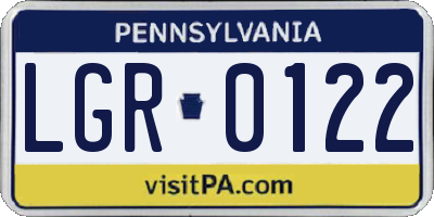 PA license plate LGR0122