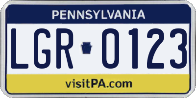 PA license plate LGR0123