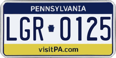 PA license plate LGR0125