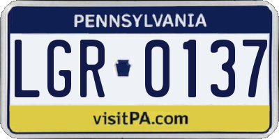 PA license plate LGR0137