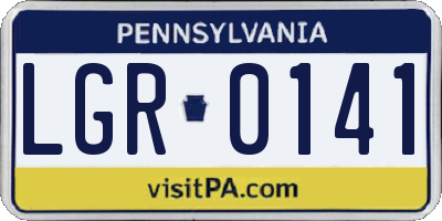 PA license plate LGR0141
