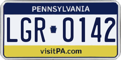 PA license plate LGR0142