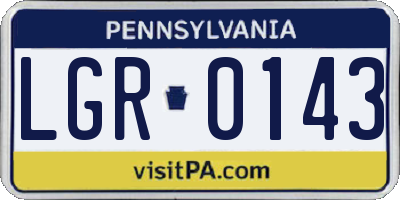 PA license plate LGR0143