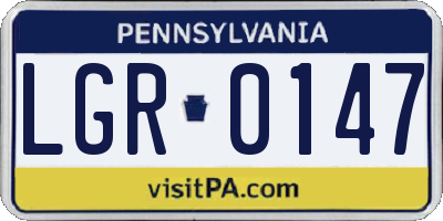 PA license plate LGR0147