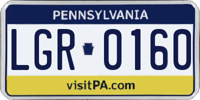 PA license plate LGR0160