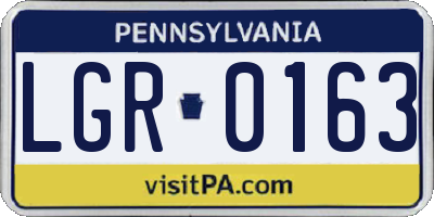 PA license plate LGR0163
