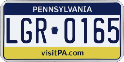 PA license plate LGR0165