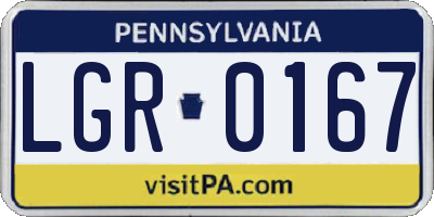 PA license plate LGR0167