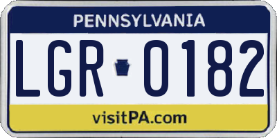 PA license plate LGR0182
