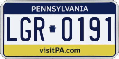 PA license plate LGR0191