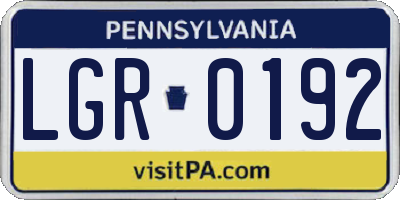 PA license plate LGR0192